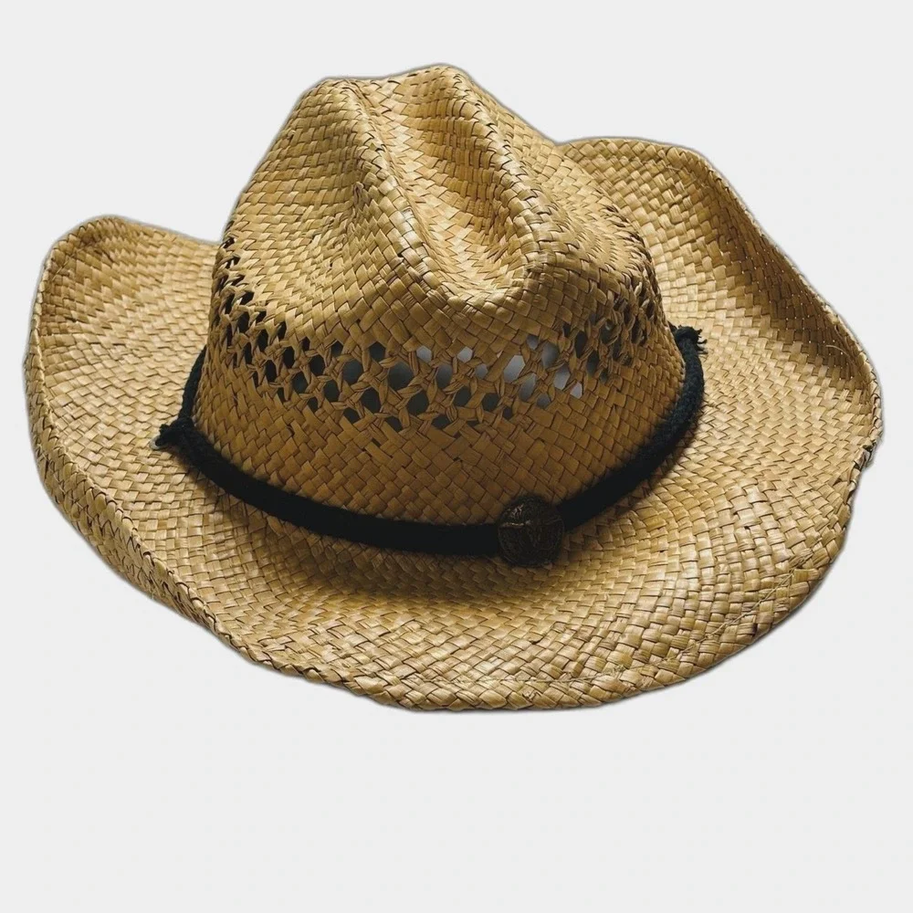 DPC Dorfman Pacific Co Cowboy Hat Unisex OSFM Tan Seagrass Bull Concho Western